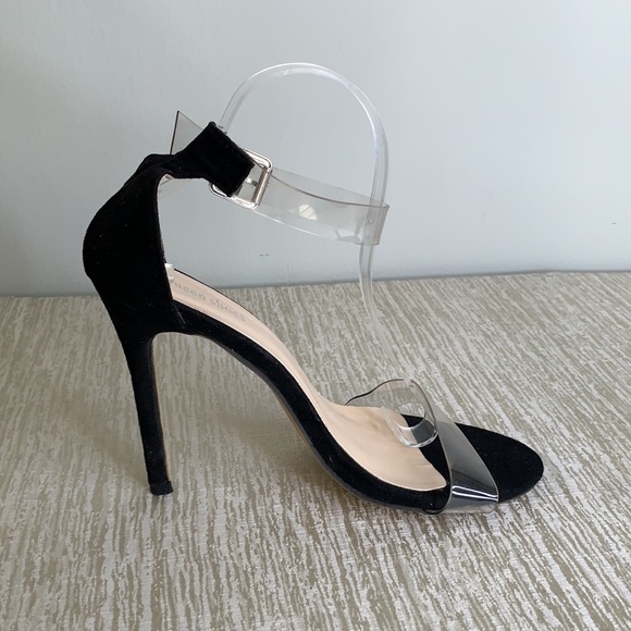 QUEEN SHOES BLACK CLEAR HEELS SIZE 12 - Picture 7 of 10
